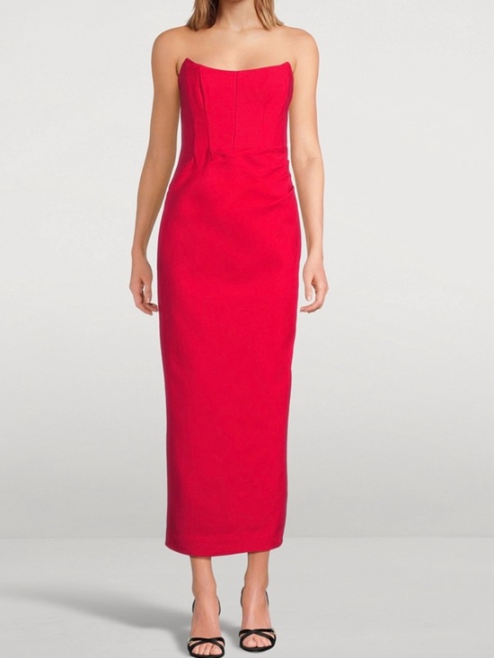 Shona Joy Dresses & Skirts - Shona Joy Strapless Red Lani Corset Midi Dress - Still in Stores!